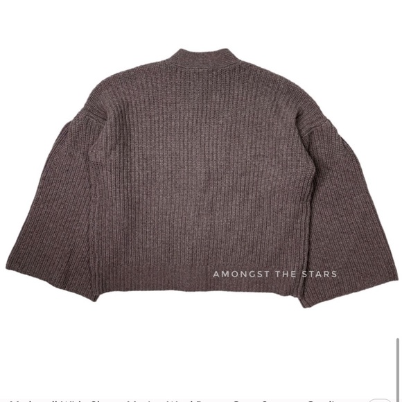 Madewell Wide Sleeve Merino Wool Brown Crop Sweater Cardigan - Picture 9 of 9